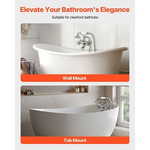 Rubinetto Vintage in Nichel Spazzolato per Vasca con Piedini, Miscelatore da Parete per Vasca e Doccia, con Doccetta a Mano - Product Image 2