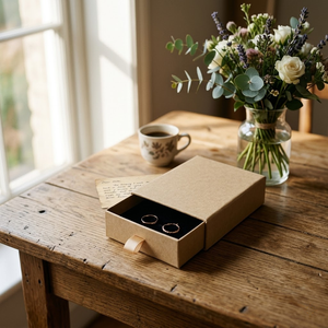 Boîte de rangement pour bijoux, petite entreprise, personnalisée, en carton kraft brun mat, avec tiroir coulissant, pour <span class=keywords><strong>les</strong></span> fêtes, <span class=keywords><strong>les</strong></span> mariages - Product Image 2