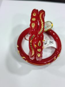 22K Solid Gold <b>Red</b> Pola Bangle <b>Bracelets</b> Women Vintage Traditional Bengali Bridal Wedding Jewelry LISA JEWELLERS - Product Image 2