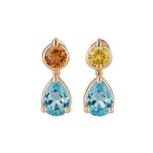 ต่างหู925สีฟ้ามะนาวบุษราคัมชุบทอง18K มาใหม่สำหรับผู้หญิง - Product Image 1