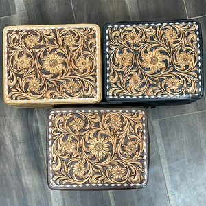 Luxe en gros bijoux cadeau mallette de rangement grand collier boucle d'oreille Bracelet anneau organisateur en cuir repoussé à la main voyage boîte à bijoux - Product Image 4