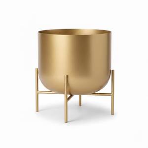 Pot de fleurs minimaliste en fer doré pour plantes succulentes d'intérieur, design circulaire, finition plaquée or - Product Image 2