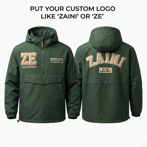 เสื้อแจ็คเก็ตกันลมผู้ชาย พรีเมียม 120 GSM ผ้าไนลอน มีฮู้ด สวมหัว ออกกำลังกายกลางแจ้ง ปักโลโก้ด้วยไหมเชนีล น้ำหนักเบา - Product Image 1