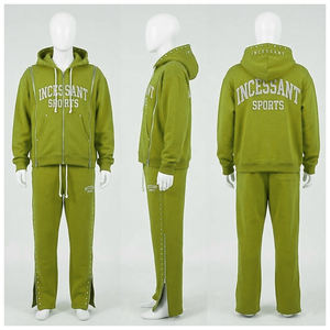 Conjuntos Deportivos Personalizados para Hombre, 100% Algodón, Sudadera con Cierre y Pantalones Deportivos, Lavado Ácido, Conjuntos Deportivos para Mujer - Product Image 5