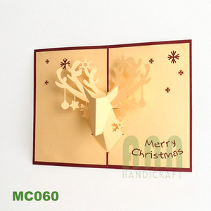 Carte de vœux de Noël 3D pop-up MC065 avec impression UV, estampage à chaud et découpe, en papier fait main pour les fêtes - Product Image 1