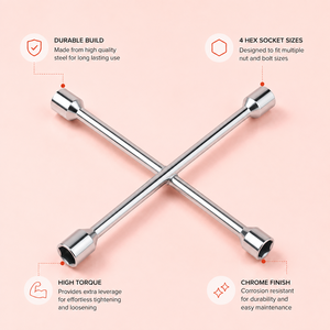 Heavy Duty Cross Wheel <b>Spanner</b> Lug Wrench 4 Way Socket <b>Tool</b> for Car Truck Tire Wheel Nut Removal Repair Garage Workshop <b>Tool</b> Pro - Product Image 3