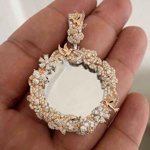 Pendentif Mémoire Photo en Argent Rhodié avec Moissanite Tailles Multiples Style Hip Hop Bijoux Fins pour Hommes Breloques de Mariage - Product Image 2