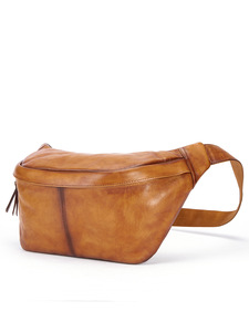 Nueva Bolsa de Pecho y Hombro de Cuero Genuino para Hombre, Cierre de Cremallera, Alta Calidad, Estilo Casual y Simple, para Motocicleta - Product Image 4