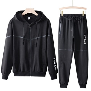 New Styles Trending Men's Front Zip <b>Up</b> Enclosure Zip Pocket Pant Hooded Track Suit Zipper Drawstring Hoodie Sweat Suit With Hood - Product Image 5