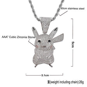 Pendentif Pikachu le plus vendu, en argent 925, micro-pavé de diamants, charme de dessin animé, unisexe, hip-hop, à porter au quotidien, disponible à la vente - Product Image 3