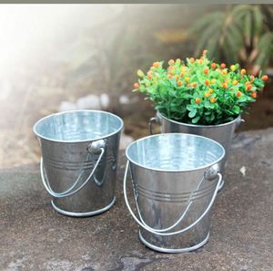 Juego de macetas rústicas de metal con asas y acabado con recubrimiento en polvo para decoración de plantas verdes y flores de jardín - Product Image 6