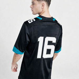 Maillot de football américain surdimensionné en mesh pour homme, noir et bleu, streetwear, t-shirt de sport athlétique, fabricant OEM, étiquette privée personnalisée - Product Image 2