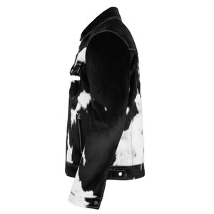 Veste en jean tie-dye pour homme, style décontracté, col rabattu, fermeture éclair, coupe classique, motif animalier, idéale pour l'automne - Product Image 3