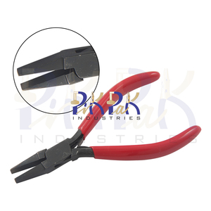 Flat Nose <b>Plier</b> 115mm Smooth Jaws With Spring & PVC Handles Joint Box Jewelry Making Black Oxide & Wire Wrapping <b>Pliers</b> - Product Image 1