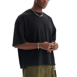 T-shirt à col rond pour homme, manches courtes, coupe classique, mélange de spandex/coton, respirant, écologique, anti-plis, streetwear décontracté, 220g - Product Image 4