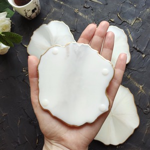 Unique Epoxy Resin <b>White</b> <b>coaster</b> for Home & Restaurants Use Resin <b>Coasters</b> for Coffee Tea Drink for Party Ware Use - Product Image 2