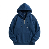 Sweat-shirts à capuche pour hommes en tricot uni, taille plus, personnalisables, avec fermeture éclair quart de tour, de haute qualité, respirants, en coton, décontractés, pour l'hiver