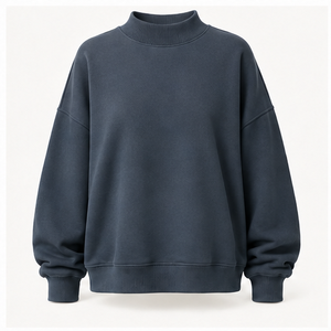 Sudadera Personalizada para Mujer, Color Gris Carbón, Cuello Alto Simulado, Hombros Caídos, Manga Larga, Modelo WSS-0001 - Product Image 1