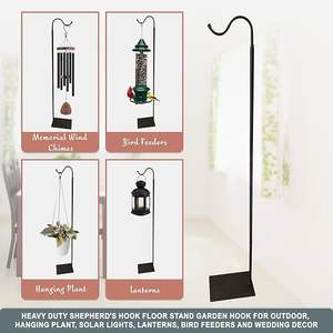 Soporte de suelo ajustable de alta resistencia con gancho de pastor para colgar plantas, luces solares y faroles en exteriores - Product Image 3