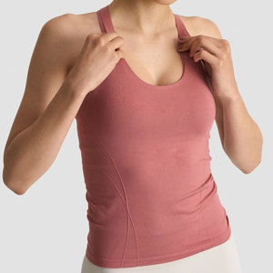 Women Athletic Slim Fit <b>Workout</b> <b>Tank</b> <b>Top</b> Quick Dry Moitsure Wicking Knitted Backless Design Padded Lightweight <b>Top</b> - Product Image 4