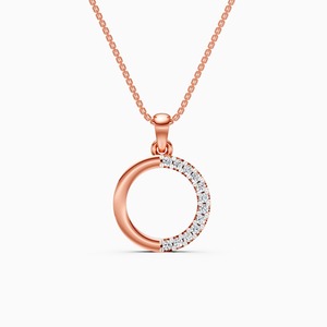 จี้เพชรทรงครึ่งวงกลมขนาด 0.15 กะรัต ผลิตในห้องปฏิบัติการ ดีไซน์ทันสมัย ทำจากทอง 9K สีเหลือง ขาว และโรสโกลด์ - Product Image 1