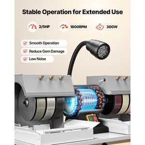 Efficiente Macchina Lucidatrice per Pietre da 6 Pollici, 2/5 HP, 1800 RPM, con Lampada LED e Sistema ad Acqua, per Lavorazione Diamanti e Resina - Product Image 3