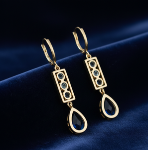 ต่างหูทรงหยดน้ำสีฟ้าไฮโดรโทแพซ ขนาด 5 มม. รูปทรงหยดน้ำ ทำจากเงินแท้ 925 ชุบทอง 18K ความยาว 6 นิ้ว - Product Image 3