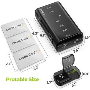 Portapillole Settimanale XL Nero con 7 Scomparti e Grandi Aperture Laterali, Facile da Usare, Protezione della Privacy, 2 Volte al Giorno - Product Image 3