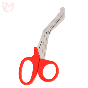 Ciseaux chirurgicaux en acier inoxydable avec manche rouge, non stériles, pour la coupe de bandages - Product Image 3