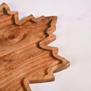Wooden Maple Leaf Serving Tray Rustic Cheese Fruit <b>Platter</b> Reusable Charcuterie Board - Product Image 5