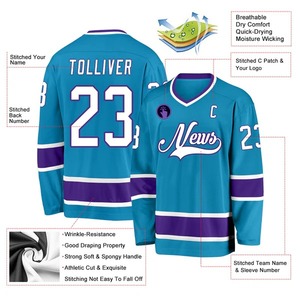 Custom Panther Blue White Purple Hockey Jersey Sublimation Breathable Team Uniform Stitched Training Sportswear Men Youth Top - Product Image 2
