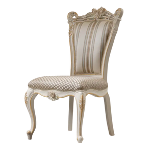 Ensemble de table à manger en teck massif blanc de luxe, style européen classique, sculpté, écologique, durable, pour hôtel, appartement, salle à manger - Product Image 5