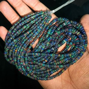 Cuentas redondas lisas de ópalo etíope negro brillante de 3-5 mm, cuentas de ópalo negro, cuentas de ópalo etíope para la fabricación de joyas, venta al por mayor a granel. - Product Image 6