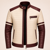 Blouson en cuir véritable pour homme, couleur personnalisable, coupe ajustée, manteau d'hiver décontracté, style motard, mode urbaine, logo frontal