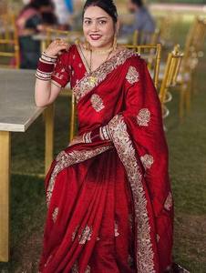 Sari Indio Katan, Último Diseño, para Fiestas y Bodas, Viscosa, Rayón, Seda, Bordado, Lujoso, con Blusa, 76425 - Product Image 1