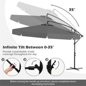 Ombrellone a braccio laterale grigio da 3 metri con base elegante per spazi esterni - Product Image 5