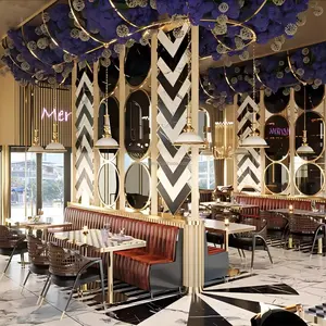Mobilier de décoration d'intérieur pour restaurant, luxe léger et tendance Ensemble table et chaises Canapés de restaurant rouges Canapé stand en cuir