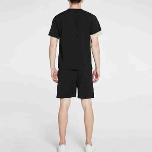 Ensemble décontracté deux pièces homme été : T-shirt et short mi-long en fibre de bambou 100% écologique, personnalisable, délavage acide 3D - Product Image 3