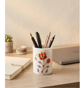 Porte-stylo en marbre blanc artisanal, artisanat de luxe, accessoires de bureau, cadeaux promotionnels à prix raisonnable - Product Image 5