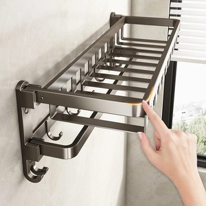 Porte-serviettes mural moderne en acier inoxydable à double rail pour salle de bain - Product Image 2