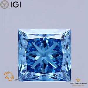 เพชร CVD ทรงเจ้าหญิง น้ำหนัก 2.00 กะรัต สีฟ้าสดใส ระดับความสะอาด VS1 พร้อมใบรับรอง IGI สำหรับงานสั่งทำ - Product Image 1