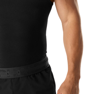 Camiseta sin mangas acanalada para hombre, ajuste muscular, chaleco de entrenamiento para gimnasio, capa base elástica para entrenamiento atlético, ropa deportiva negra - Product Image 5