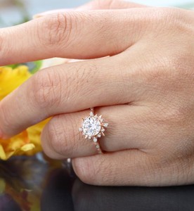 Round Cut Moissanite <b>Ring</b> 925 Sterling <b>Silver</b> Classic <b>Solitaire</b> Engagement <b>Ring</b> Elegant Minimalist Wedding Jewelry Gift for Her - Product Image 4