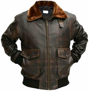 Custom mens <b>jacket</b> <b>pilot</b> flying aviator fur bomber brown <b>jacket</b> mens aviator <b>jacket</b> real leather - Product Image 4