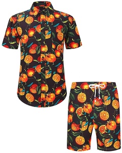 กางเกงขาสั้นผ้าคอตตอนของผู้ชาย,เสื้อแขนสั้นมีกระดุมครึ่งแขนสำหรับฤดูร้อนพิมพ์ลายฮาวายกำหนดได้เองปี2022 - Product Image 2