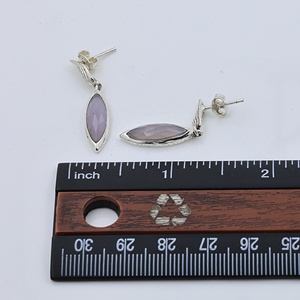 Pendientes de Plata de Ley 925 con Forma de Marquesa y Gema Rosa, Joyería Fina al por Mayor para Mujer - Product Image 4