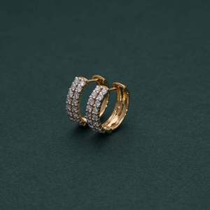 Luxury 18K Gold Plated Diamond <b>Hoop</b> <b>Earrings</b> Women's Everyday Wear Round Brilliant Cut Natural Diamond Jewelry - Product Image 4