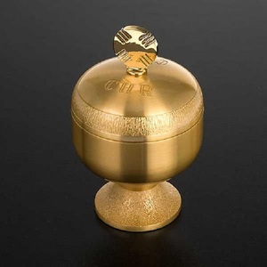 Olla para Aceite Sagrado de Latón, Diseño Redondo con Cruz en la Parte Superior, Acabado Dorado, Duradera, Decoración para el Hogar, Sala de Estar, Estilo Tradicional - Product Image 4