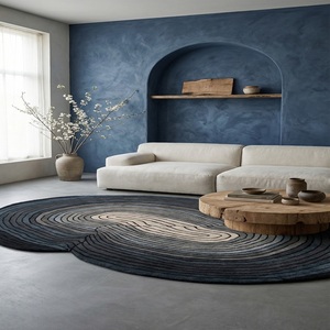 Tapis de prière personnalisable en laine de Nouvelle-Zélande tufté à la main Teal Twister avec des propriétés anti-déchirure et anti-taches - Product Image 1