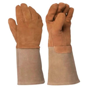 Gants de soudeur MIG en cuir de vachette pleine fleur de haute qualité, double paume renforcée, gants de sécurité industriels, gants de soudage à l'arc - Product Image 4